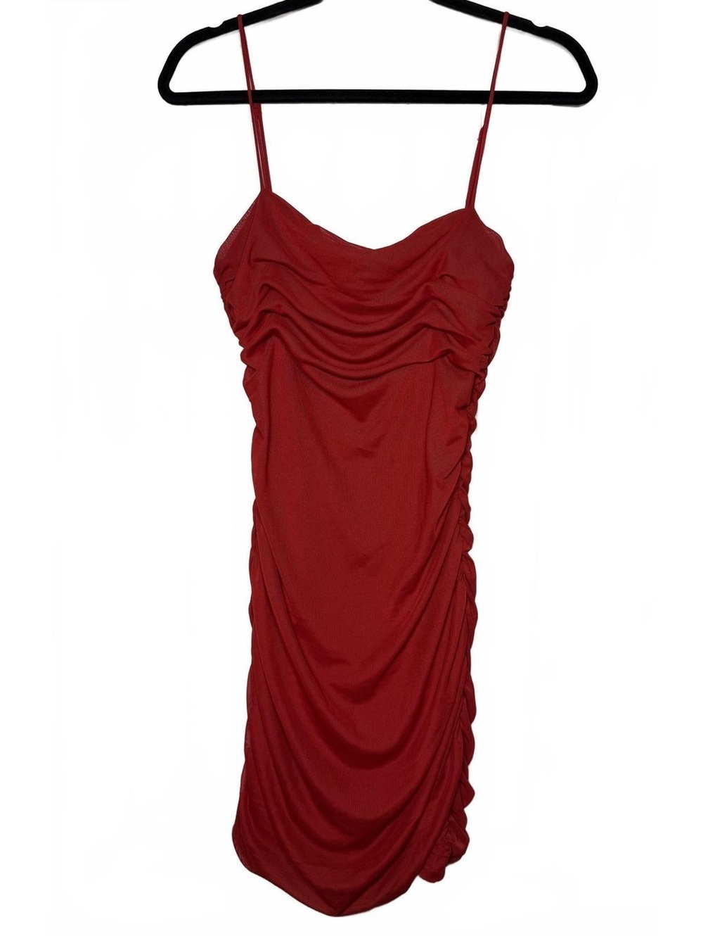 Garage Red Ruched Spaghetti Strap Dress Size M